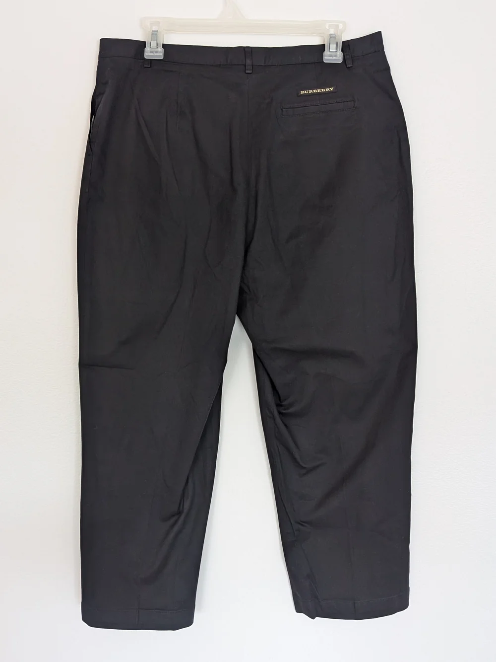 Burberry Black Button Zip Logo Accent Women's Golf  Dress Pants Cotton Blend